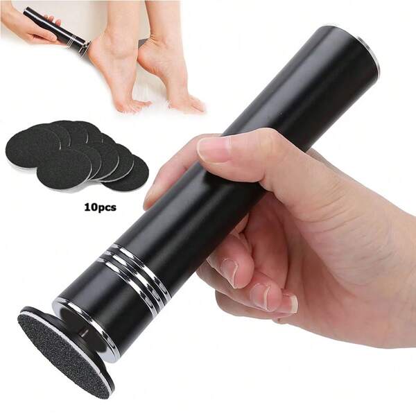 Lime à pied électrique sans fil, râpe à callosités rechargeable avec 10 papiers de ponçage, broyeur de pied multifonctionnel, outil de pédicure portable pour la maison et le salon de beauté, outil de soins des pieds unisexe