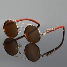 1 Pair Retro Leopard Head Decorative Fashion Glasses, Classic Unisex Metal Round Frame Eyeglasses - Multicolor - View 5