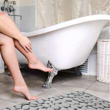 1pc Coral Fleece Non-Slip Patterned Stone Bathroom Mat, Memory Foam Absorbent Doormat, 50*80cm/40*60cm - Multicolor - View 5