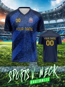 定制足球球衣，波尔图，单件男式运动队俱乐部训练 V 领足球衫，正面和背面印有姓名、号码、徽标，穿着舒适，适合休闲、派对、聚会 - 彩色 - 查看 2