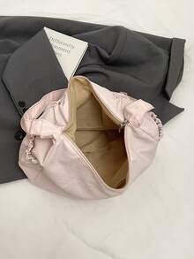 女士云褶抽绳单肩包斜挎包腋下包 - 粉色 - 查看 5
