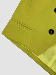 Conjunto de chaleco y pantalones elegante y casual de estilo retro para mujer, adecuado para uso diario y trabajo, conjunto amarillo, atuendo de trabajo para maestros - Amarillo - Ver 5