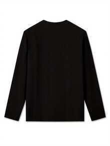 2025 LC [New Style Recommendation] Creative Letter Pattern Religious Belief Fun Printed-Shirt, Women's Casual, Vacation, Long Sleeve Round Neck, Spring Summer, Machine Washable, New Women's Fashion, Street Versatile, Slimming, Sports Casual Daily Wear - 黑色 - 查看 5