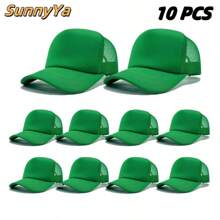 10 PCS  Unisex Sublimation Blank Mesh Baseball Cap Polyester Mesh Trucker Hat Bulk - 10 PCS - View 11