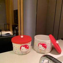 Sanrio 1 Stück Hello Kitty Kawaii Aufbewahrungskorb, süßer Harajuku Charm Kosmetikaufbewahrung Dekobox für Schlafzimmer, Geburtstagsgeschenk, Pink