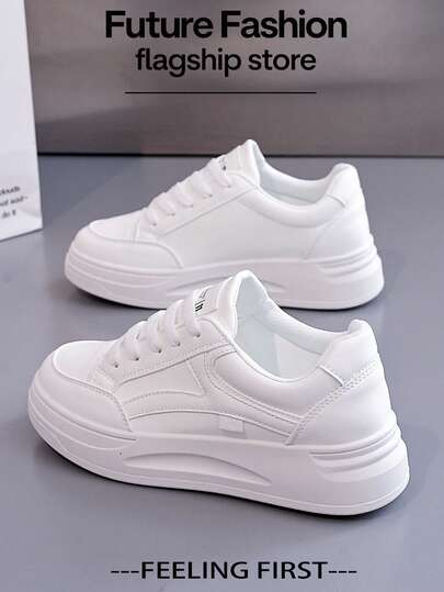 LISM 1双女士时尚休闲运动鞋，2025春季新款百搭小众学生户外轻便平底鞋，情侣款，厚底，易于清洁日常穿着