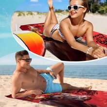 1 peça, macia e confortável, guirlanda floral espanhola de corrida de touros, design de touro, toalha de praia/banho, secagem rápida, sem areia, leve, cobertor multiuso, presente perfeito para família, amigos, todas as estações, piquenique, acampamento, academia