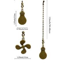 1 Set Ceiling Fan Pull Chain, Bulb And Fan Pattern Pull Chain Extension Fan Pull Chain Pendant 12 Inch Ceiling Fan Chain Extender With Ball Fan Chains Connector