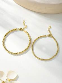 1 件奢华简约钢珠镀金链式手链，男女通用，适合正式场合和日常佩戴