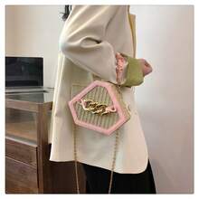 Woven Straw Bag For Women, Handmade Straw Shoulder Bag For Women, Suitable For The Beach, Daily Commuting, And Vacation. (Black/White/Pink) - Pink - View 4