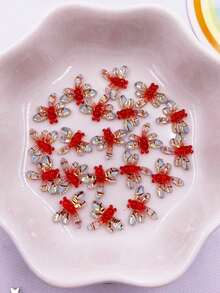 40 件混合树脂彩色迷你可爱闪光水晶蜻蜓平底水钻贴花装饰 DIY 婚礼艺术剪贴簿珠宝工艺品配件