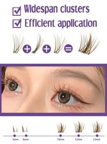 PALM LASHES 240Pcs Brown Lashe 10-12mm With Bottom Lashes 5-6mm C Curl -Clear Band WideSpan Eyelash Extension Individual Fake Eyelashes Clusters With 0.05mm Ultra-Thin Invisilble Band Eyelashes Easy-Application Cluster Lashes For Women Girls