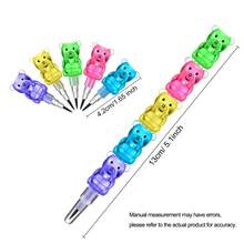 5 合 1 可堆叠熊形自动铅笔套装，彩色 HB 塑料铅笔，适合派对、学校用品、开学奖励，无需削尖 - 彩色 - 查看 3