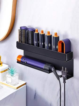 Hair Dryer Stand Wall-Mounted Bracket, Used For Hair Accessory, Hair Dryer And Curling Iron Storage Rack, No-Drill Straightener Hair Dryer Stand, Hair Tool Storage Box, Bathroom Salon Hair Tool Storage Rack