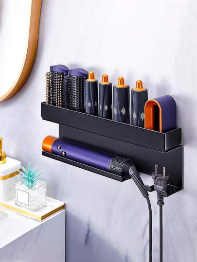 Wall Mount Holder For Hair Dryer, Used To Store Hair Accessories, Hair Dryer And Curling Iron, No Drilling Required For Installation, Can Be Used As Hair Dryer Holder, Hair Tool Storage Box, Bathroom Salon Hair Tool Organizer Rack