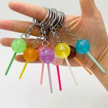 1pc Simulation Lollipop Keychain Keyring Transparent Light Up Resin Accessories Candy Bag Pendant Creative Gift Diy School Bag Pendant School Bag Charm Back To School Gift Graduation Gift Halloween