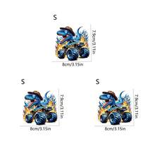 1 件/2 件/3 件蓝色恐龙怪兽卡车 DTF 熨烫贴纸，“咆哮的火焰冒险”图案，房间墙贴，适用于 T 恤、连帽衫、笔记本电脑套的汽车贴花 - 彩色 - 查看 4