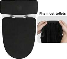 Toilet Lid Cover And Toilet Tank Lid Cover Replacement Toilet Cover With Elastic Bottom For Bathroom Decor Accessories (Black)