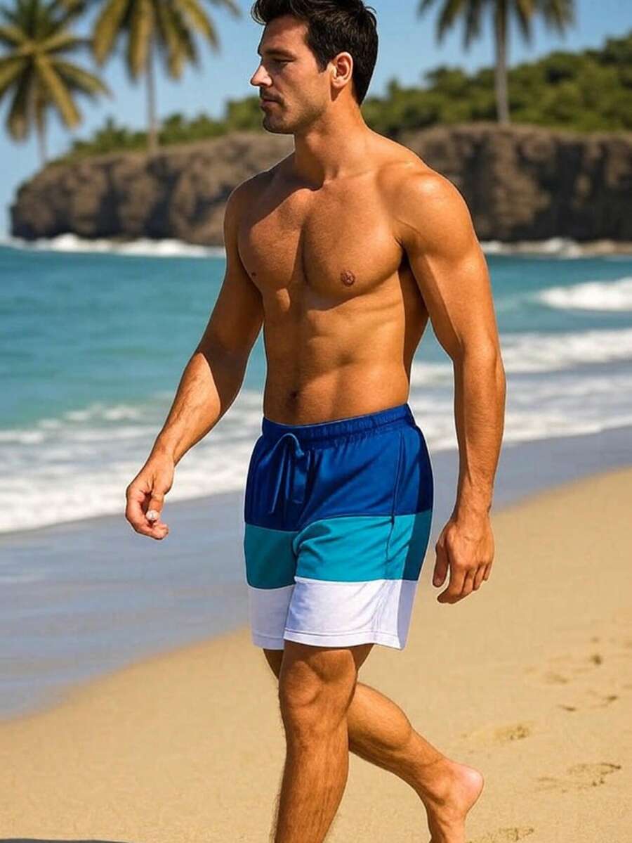 Herren-Shorts mit Kordelzugtasche - Babyblau - Übersicht 1