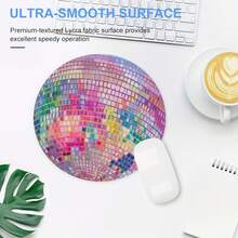 1pc Pink & Silver Round Mouse Pad Cute Desk Mat Non-Slip Rubber Base Desk Accessories Keyboard Pad For Home Office Decor Desk Pad 7.8*7.8 Inch As Christmas, Halloween Gifts For Women Girlfriends Men Friends - Multicolor - View 8