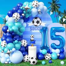 1 set de globos numerados de 32 pulgadas con temática de fútbol (5, 6, 7, 8, 9, 10, 11, 13 o edades), globos azul marino adecuados para partidos deportivos, cumpleaños, vacaciones, decoración de fiestas, decoración de arco - Multicolor - Ver 11