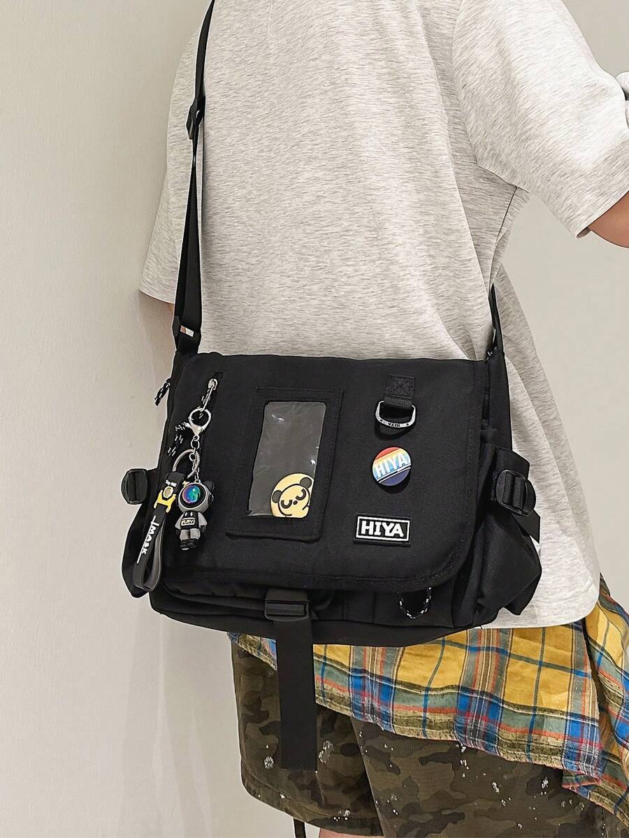 男士时尚百搭休闲大容量斜挎包 - 黑色 - 查看 1