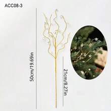 氛围装饰，圣诞创意装饰，人造花，人造植物，人造树枝，手工制作，透明金粉，星形，水滴形，宝石形，节日家居装饰 - 彩色 - 查看 11