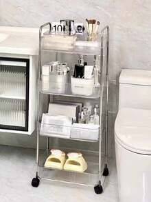 透明紧凑型滚动推车，多层移动储物架，适用于浴室、床边、零食、卧室、化妆品 - 彩色 - 查看 6