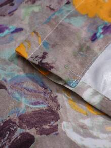 1pc Impression Painting Print Table Skirt, Kitchen Curtain, Room Divider, Japanese Style Cloth Curtain For All Seasons, Cabinet, Bathroom Sink Half Curtain, Decorative Curtain No Drill Required