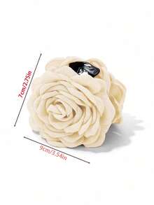 1pc 9cm Fabric Multilayer Rose Flower Big Hair Claw Clips, Elegant & Simple Korean Style, Suitable For Daily Wear Summer Hair Jaw Clip Hair Clamps Hair Clutch Hair Catcher Clip, Casual Fall Winter Hair Clip Hair Accessories For Women For Vacation Outfits Woman - Beige - View 3