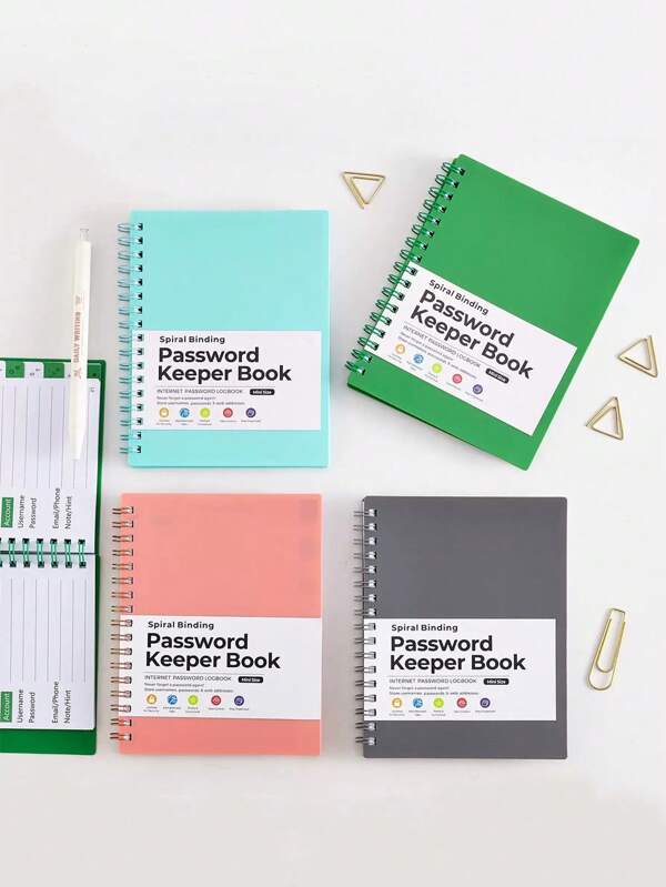 1 pièce Carnet de mots de passe multicolore au format A6, carnet de journalisation des mots de passe avec index des identifiants de site Web en spirale en PP, carnet de conservation des mots de passe, fournitures scolaires, rentrée scolaire