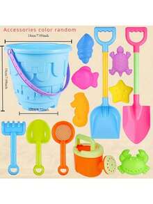 Children's Beach Toy Set, Sand Pit Toy, Equipped With Bucket, Shovel, Sand Rake, Sand Sieve Toy, Sand Castle Building Kit, Children's Outdoor Water And Sand Digging Toys - Blue/Green/Pink - Suitable For Boys And Girls, Children's Holiday Gifts, Birthday Gifts, Perfect Gifts For Children's Toys - Multicolor - View 8