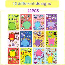 6/12/36pcs Cute Animal Face Stickers, Doodle Stickers Cartoon Rainbow Friends Interactive Scrapbooking Decorative Stickers - Multicolor - View 12
