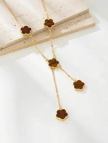 1件优雅女士五叶草项链，疗愈水晶项链，用于精神能量疗愈，适合日常佩戴，是送给女友、妻子或伴侣的理想礼物 - 多色 - 查看 7