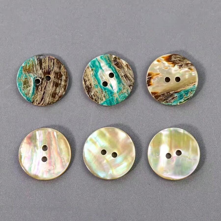 10 pezzi da 17/20/25 mm Bottoni in conchiglia di Abalone vera a 2 fori, accessori per abbigliamento, bricolage, scrapbooking, bellezza, forniture per cucito - Multicolore - Visualizzare 1