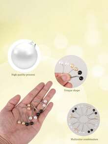 6pcsHijab Pins For Women , Faux Pearl Scarf Pins And Clips Faux Pearl Brooch Pins For Thin Shawl Hijab Scarf Sweater For Dress