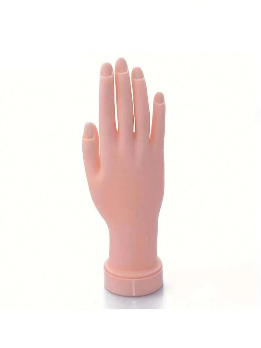 Soft And Flexible Hand Model For Nail Art Practice, Nail Beginner Practice Fake Hand With Insertable Nail Plates, Nail Salon Display And Practice Hand, Rubber Hand Model, Fake Hand Nail Art Training Tool - Beige - View 1