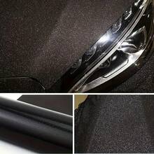 1pc Black Matte Glitter Ethylene Film Sticker, Matte, Self-Adhesive Car Glitter Stripe Pattern Decal, One-Time Use For Enhancing The Left Metal Surface - one-size - View 2