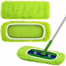 nuevoToulite - 2 almohadillas para orejas de repuesto reutilizables para fregona compatibles con la mayoría de barredoras XL de 17 x 5 pulgadas, suministros de limpieza de suelos de microfibra para cabeza - 2 - Ver 2