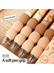 4pcs Gift Set Hippo Shaped Erasable Crystal Point Ballpoint Pen, 0.5mm Fine Tip, Soft Grip, Blue Ink - Daily Office, Christmas, Halloween Gift