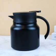 1件不锈钢咖啡壶，带按压开关的小茶壶，家用老白茶，陈年普洱茶冲泡壶，大容量 - 黑色 - 查看 9