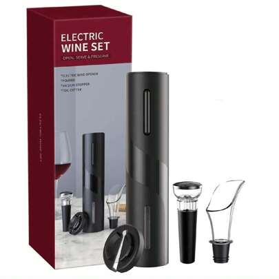 Conjunto Elegante de Acessórios para Vinho: Saca-Rolhas Automático