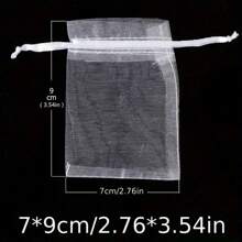 100pcs Transparent Organza Gift Bags, Random Colors, Specially Suitable For Wedding, Party And Valentine's Day, With Drawstring