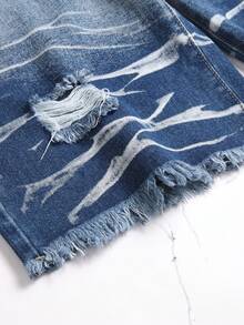 Summer Men's Vintage Washed Denim Shorts - Blue - View 8