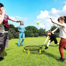 SPORTNOW Spike Ball Set, Mini Beach Games Set With Net, 3 Balls And Ball Pump, Portable With Carrying Bag For Outdoor Team Sports, Yellow - Yellow - View 1