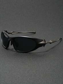 1 par de óculos masculinos futuristas, distópicos, Y2K, com design de explosão estelar, versáteis para uso casual, ao ar livre, na rua, em festas e festivais.