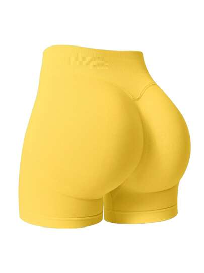 NcmRyu Women Seamless Elastic High-Waist Quick Dry Breathable Tight Shorts For Running, Fitness & Workout