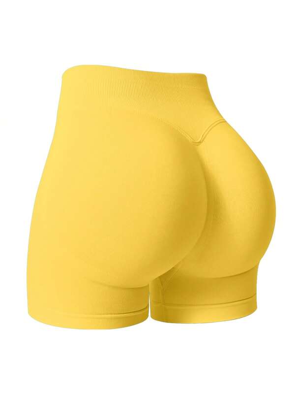 NcmRyu Women Seamless Elastic High-Waist Quick Dry Breathable Tight Shorts For Running, Fitness & Workout