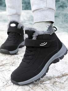 雪地靴，防滑耐磨，保暖内衬男士登山靴，适合冬季户外活动 - 黑色 - 查看 6