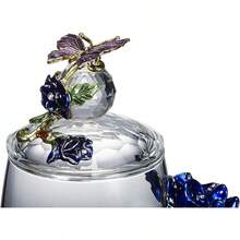 Flower Teacup Transparent Glass Teacup, (With Spoon   Lid), Fancy Tea Cups, Flower Tea Cup,Tea Cup Gift, Gifts For Women,Mother's Day Present,Gift Box. (Rose Blue High Cup) - 玫瑰藍高杯 - 查看 4